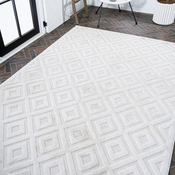 Portmany Neutral Diamond Trellis Indoor/outdoor Area Rug